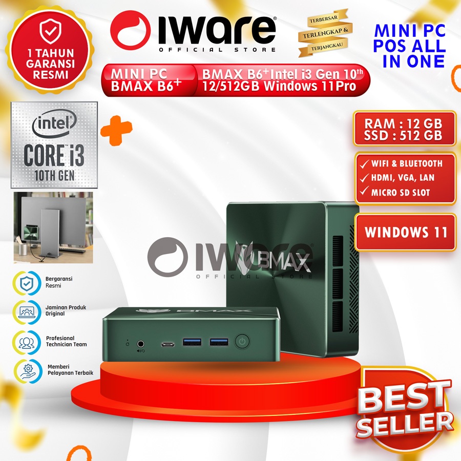 Jual BMAX B6+ Intel Core i3 Mini PC 1000NG4 12/512GB Gen 10 NVMe ...
