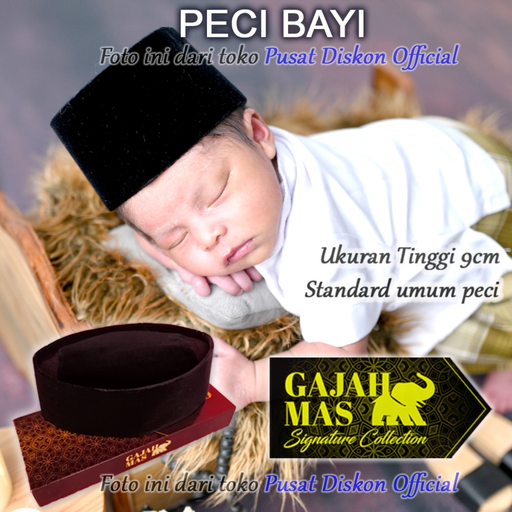 Jual Peci Bayi Kopiah Anak Laki Laki Songkok Bayi Beludru Hitam Polos ...