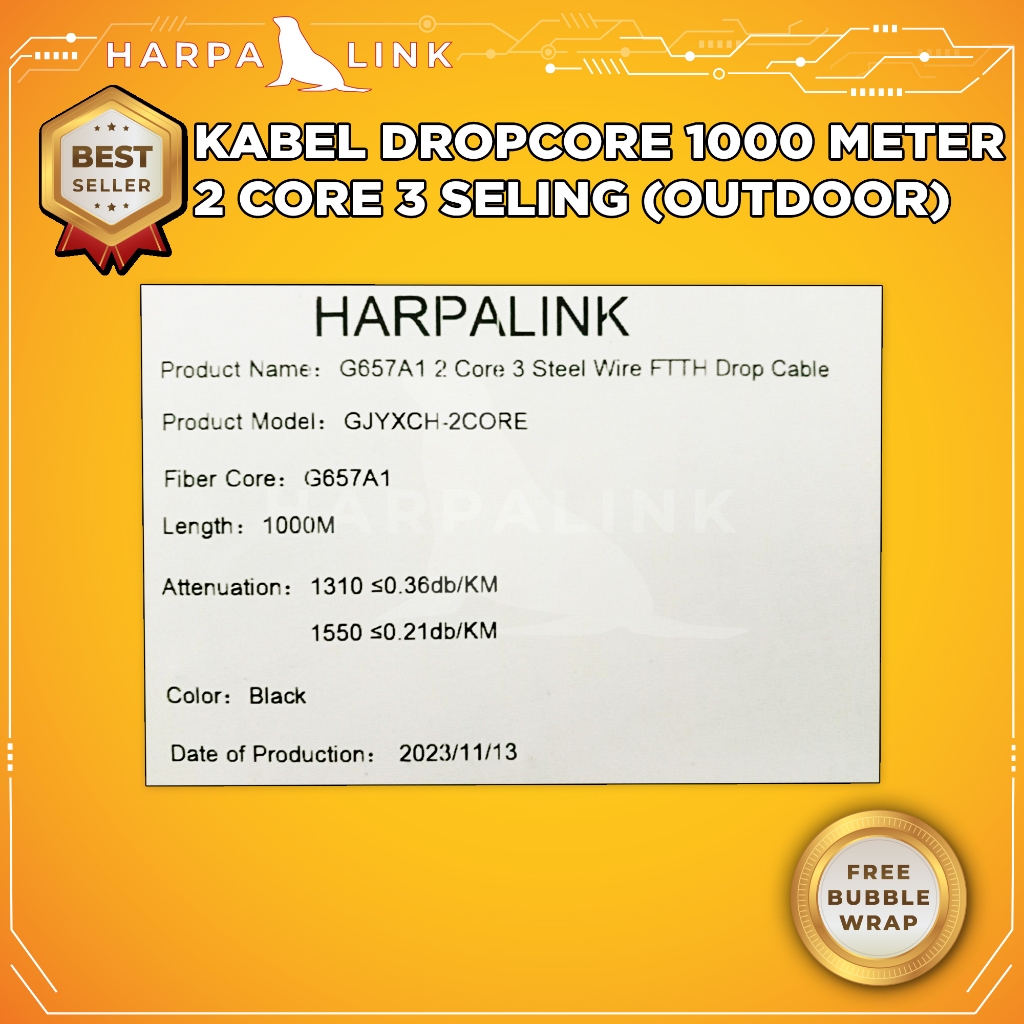 Jual Kabel Fiber Optic Dropcore 1000M 2 Core 3 Seling Kabel Fiber Optik ...