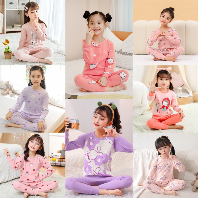 Jual Piyama Anak Impor Katun Halus Girl Rabbit | Shopee Indonesia