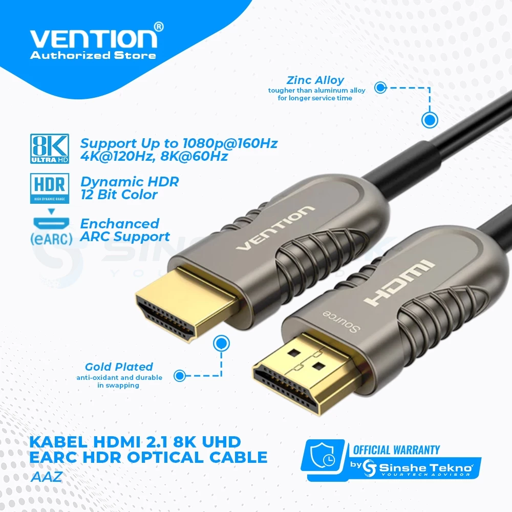 Vention Kabel Optical HDMI 2.1 8K High Speed Premiun - Ukuran 1.5m sd 30m