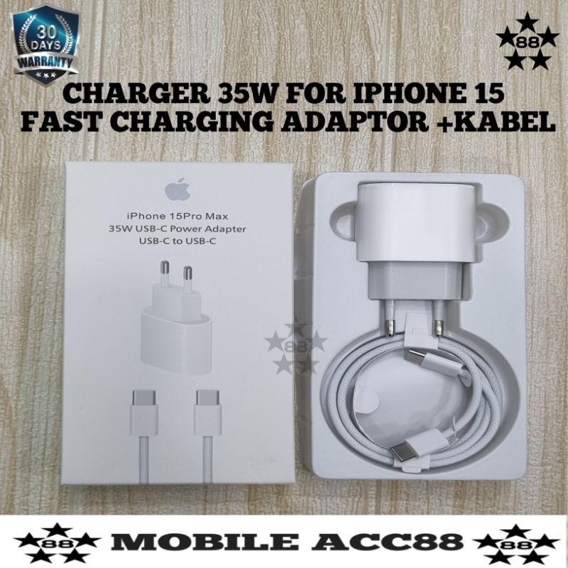 Jual Charger 35 Watt Fast Charging Adaptor + Kabel Data C To C 1M For