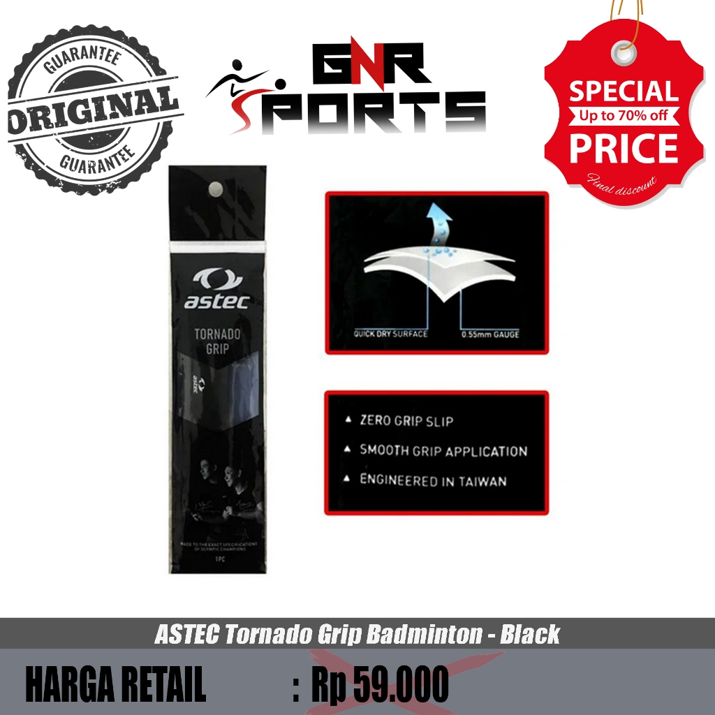 Jual ASTEC Tornado Grip Badminton - Black Original 100% | Shopee Indonesia