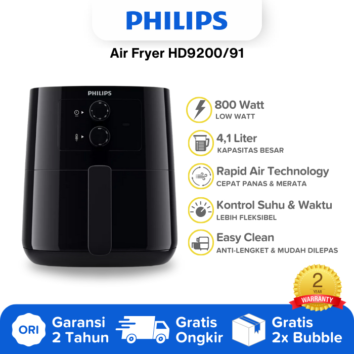 Jual Air Fryer Philips HD9200/91 Low Watt Phillips Air Frayer HD 9200