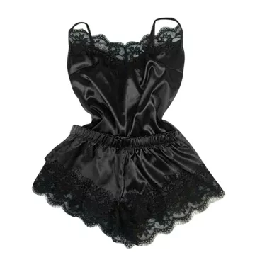 Stelan Piyama Baju Tidur Wanita Tali Satu Celana Pendek Satin Renda 15