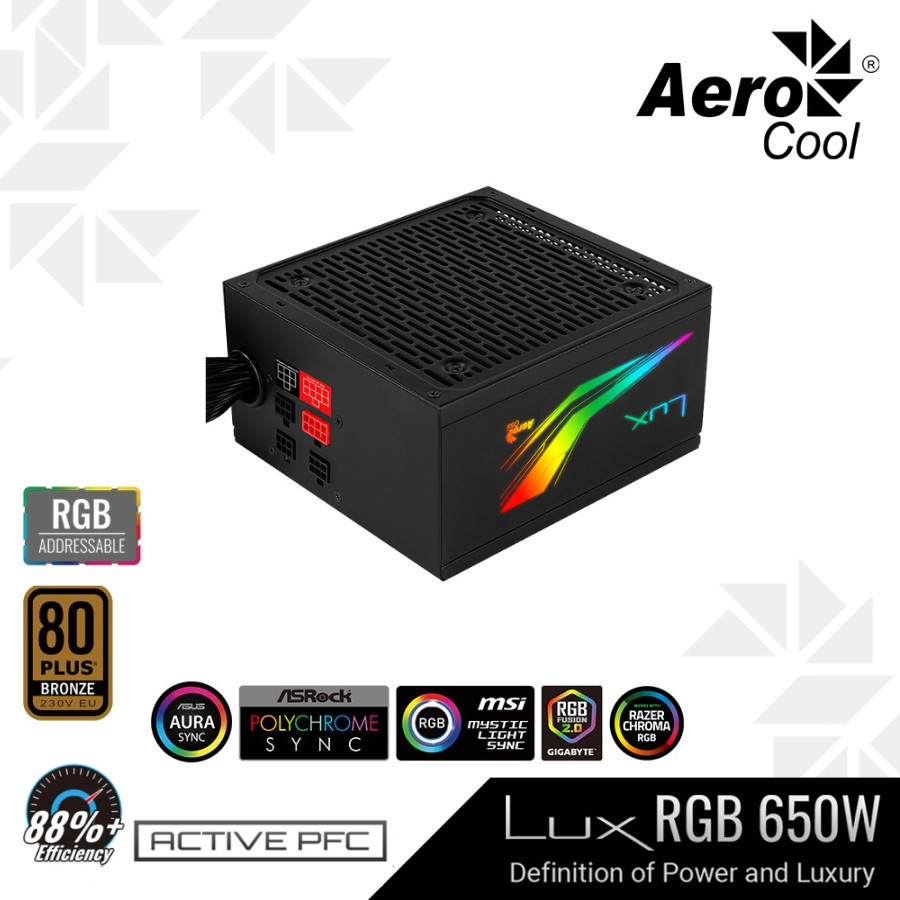 Jual AEROCOOL LUX RGB 650M 650W 80 BRONZE PSU POWER SUPPLY MODULAR ARGB Shopee Indonesia