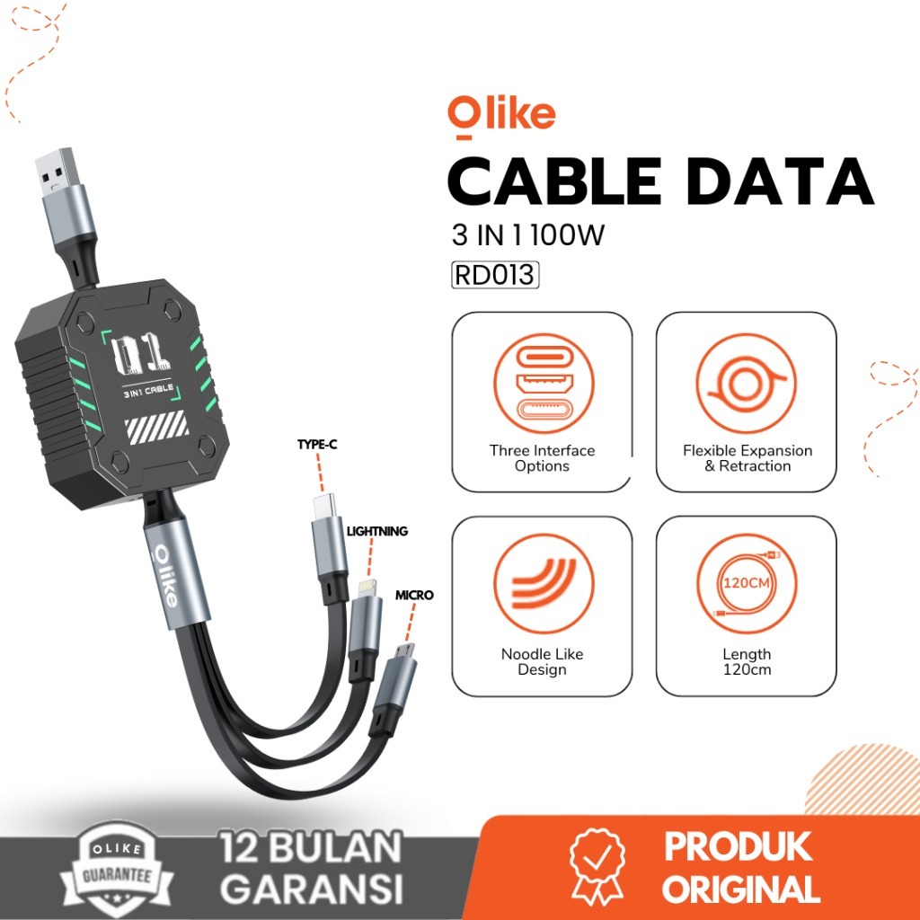 Jual OLIKE RD013 Expandable Kabel Cable Data Charging 3 in 1 Fast ...