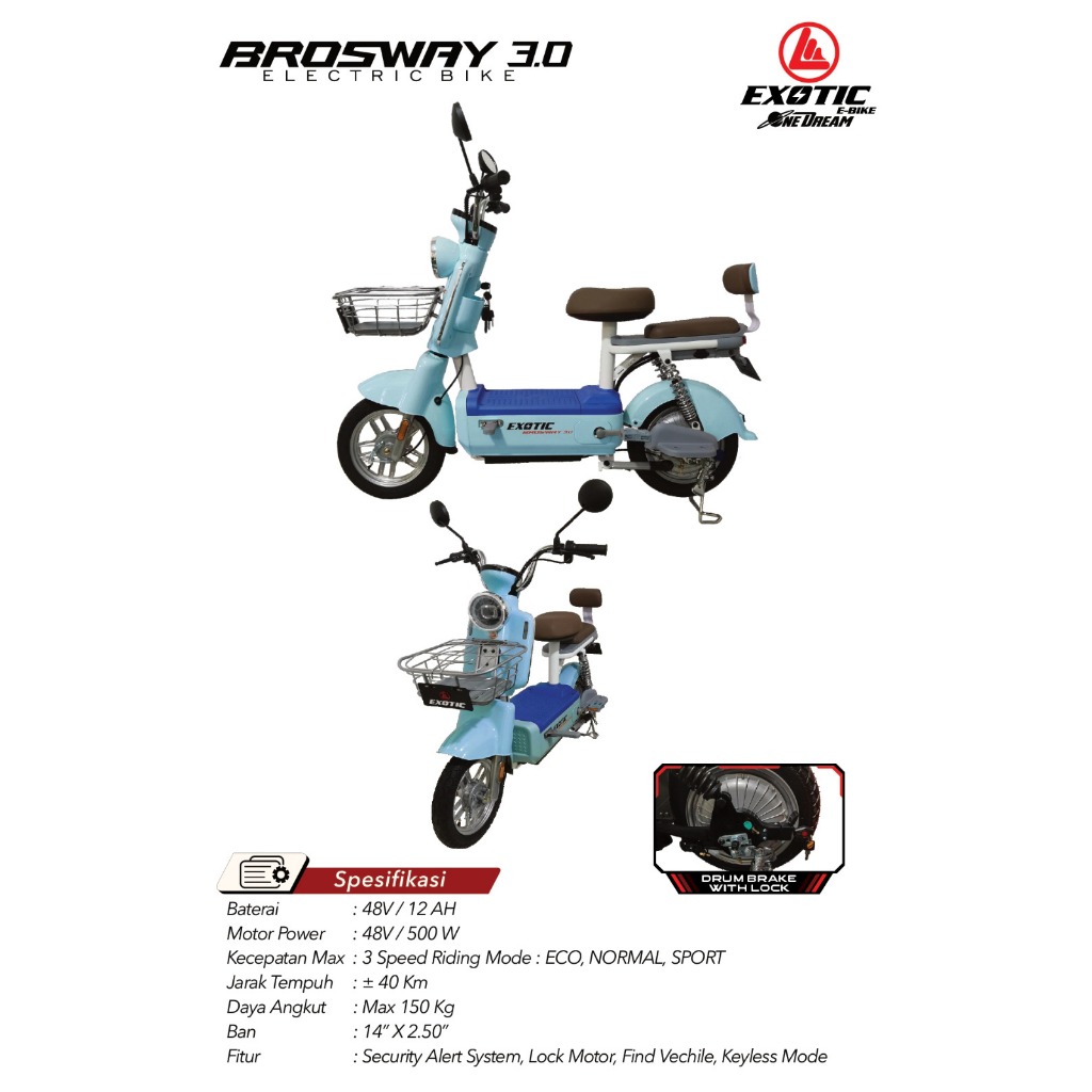 Jual SEPEDA LISTRIK ELECTRIC BIKE EXOTIC BROSWAY 3 0 BY PACIFIC