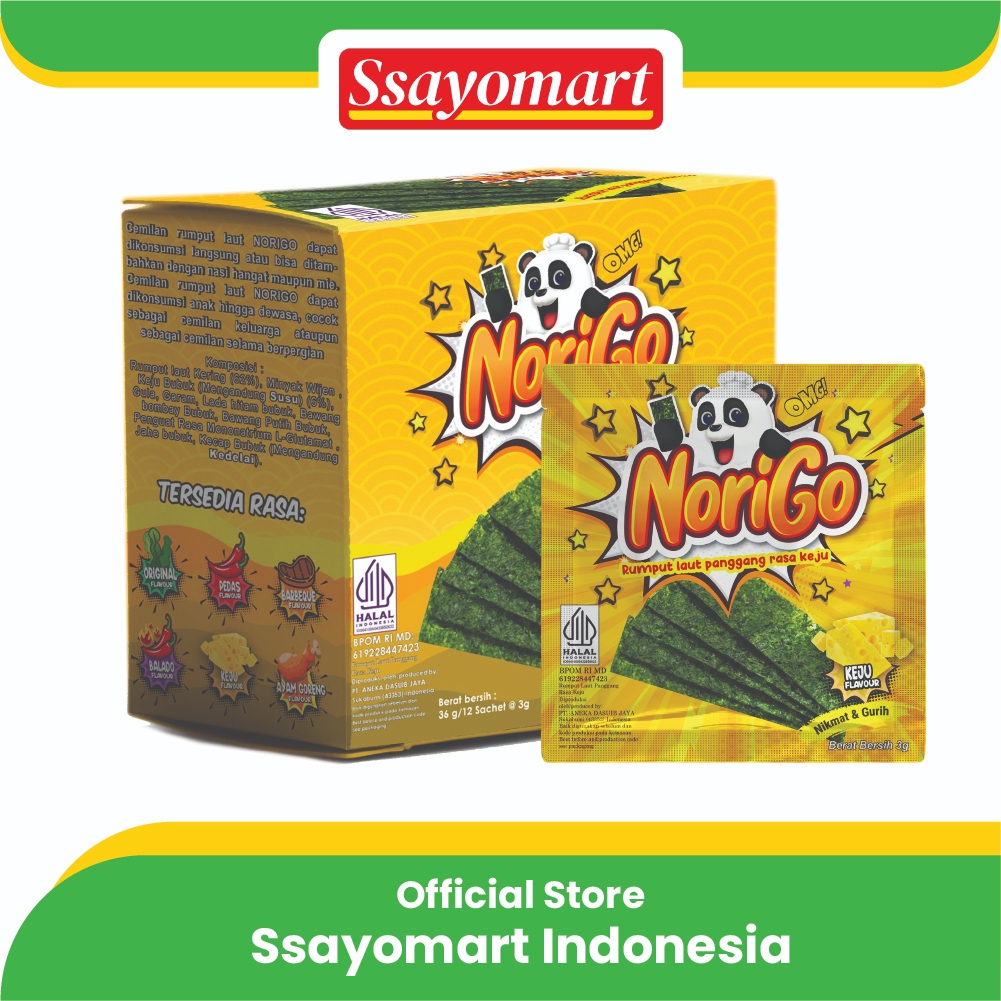 Jual Norigo 1 Box Isi 12 Pcs Nori Sachet Keju Seaweed Snack 3g