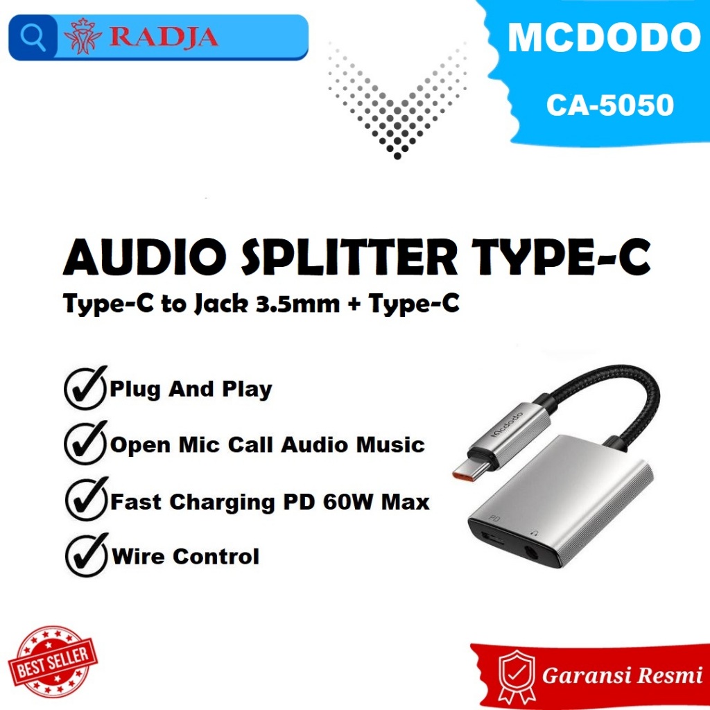 Jual Adapter Mcdodo Ca Usb C Splitter Type C To Audio Jack Mm Shopee Indonesia