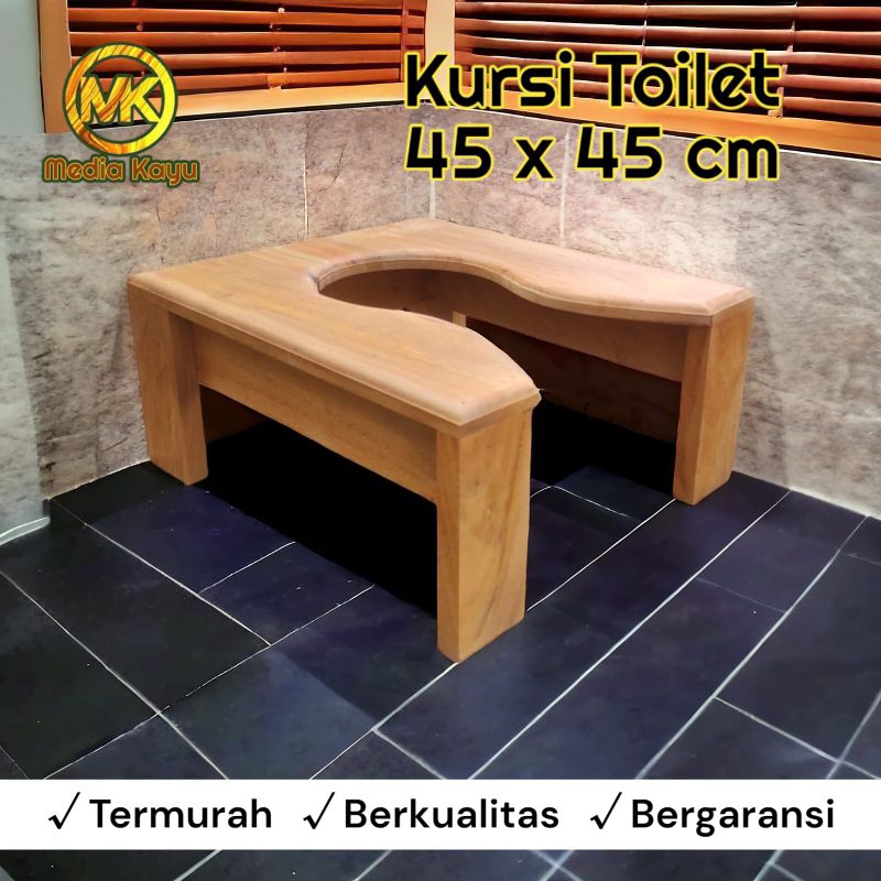 kursi toilet duduk kayu anti slip closet jongkok toilet untuk lansia atau ibu hamil 45x45