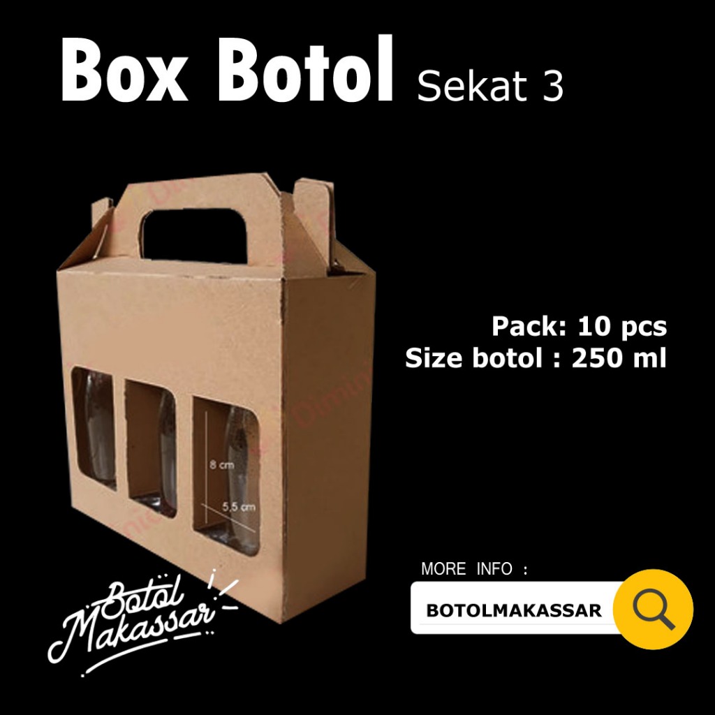 Jual Box Botol 250ml Sekat 3 ( isi 10pcs ) | Shopee Indonesia