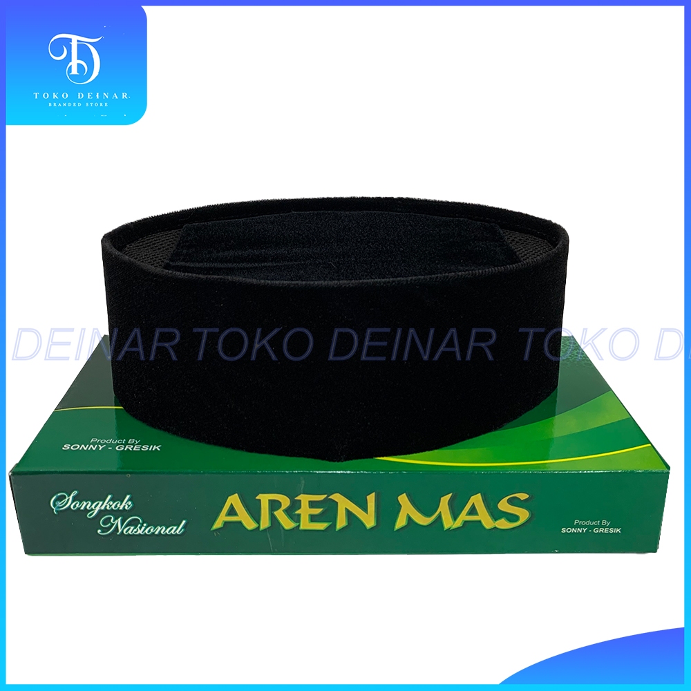 GROSIR (10 Pcs) Peci Songkok Kopiah Hitam Polos AREN MAS AC Dan NON AC Tinggi 8, 9, 10
