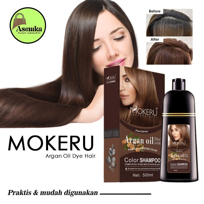 Jual Mokeru Argan Oil Pewarna Rambut Shampoo Hair Dye Shampoo 500ml