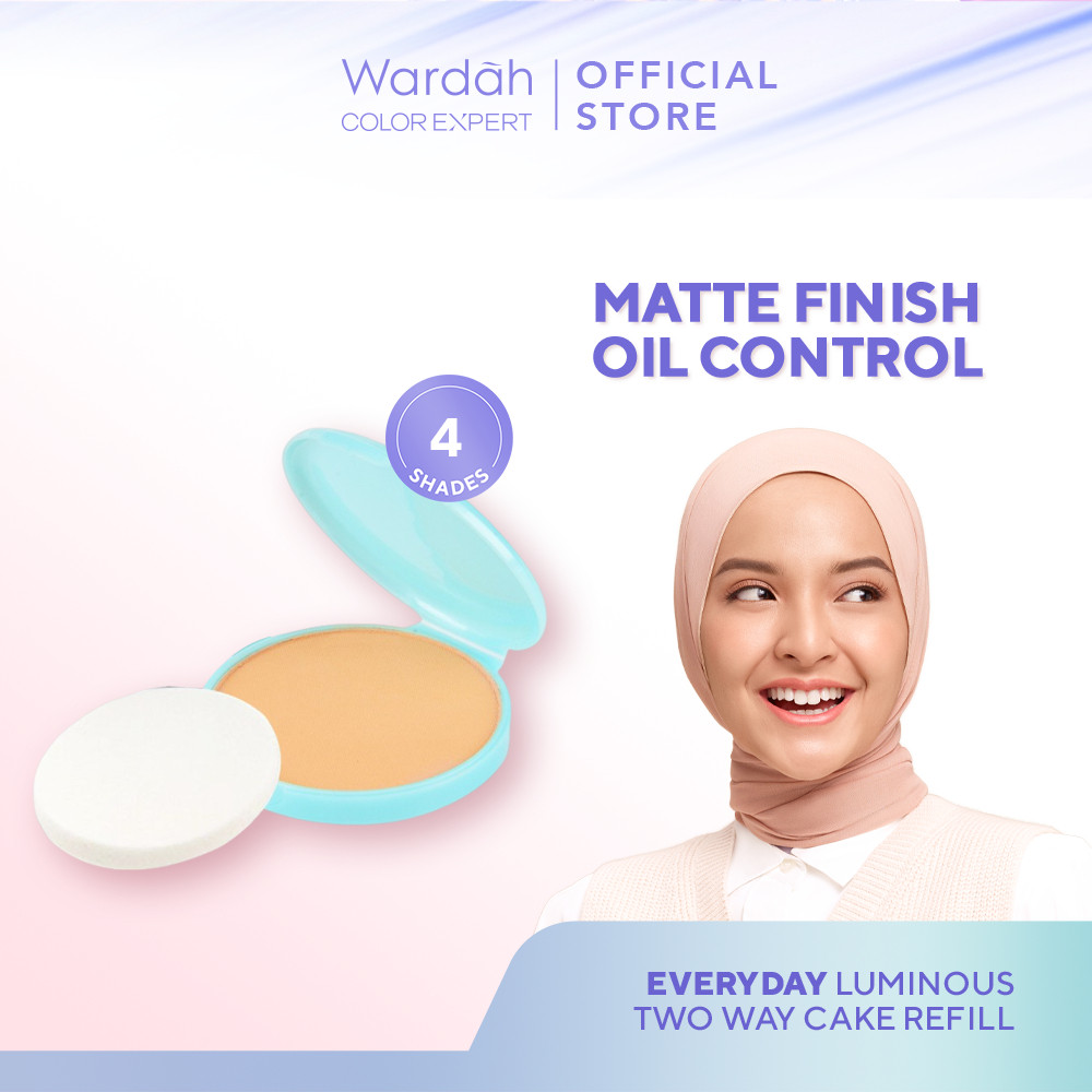 WARDAH Everyday Luminous Two Way Cake Refill - Bedak Dengan Hasil Matte Yang Halus Ringan Dengan Kandungan Vit E - Oil Control dengan Hasil Akhir Natural - Makeup