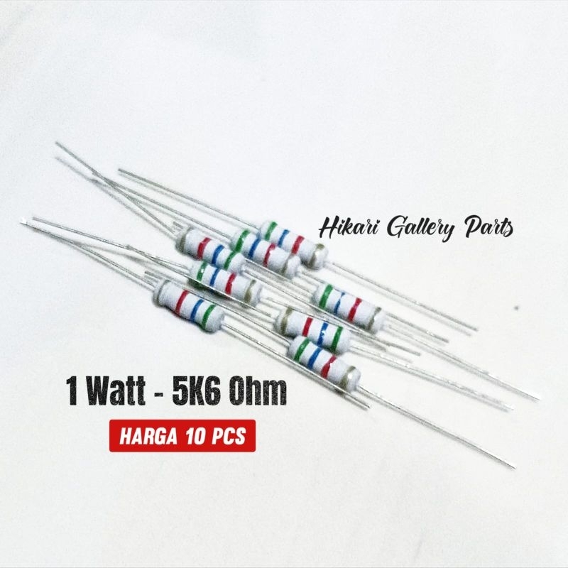 Jual [10 PCS] Resistor 1W 5K6 Ohm Toleransi 5% / Resistor 5k6 Ohm 1 ...