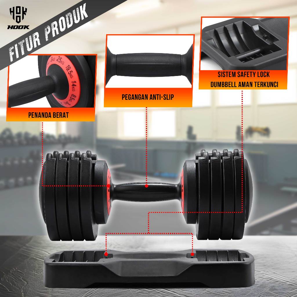 Jual Dumbbell Barble Angkat Beban Burbel Hook Adjustable Dumbell Set ...