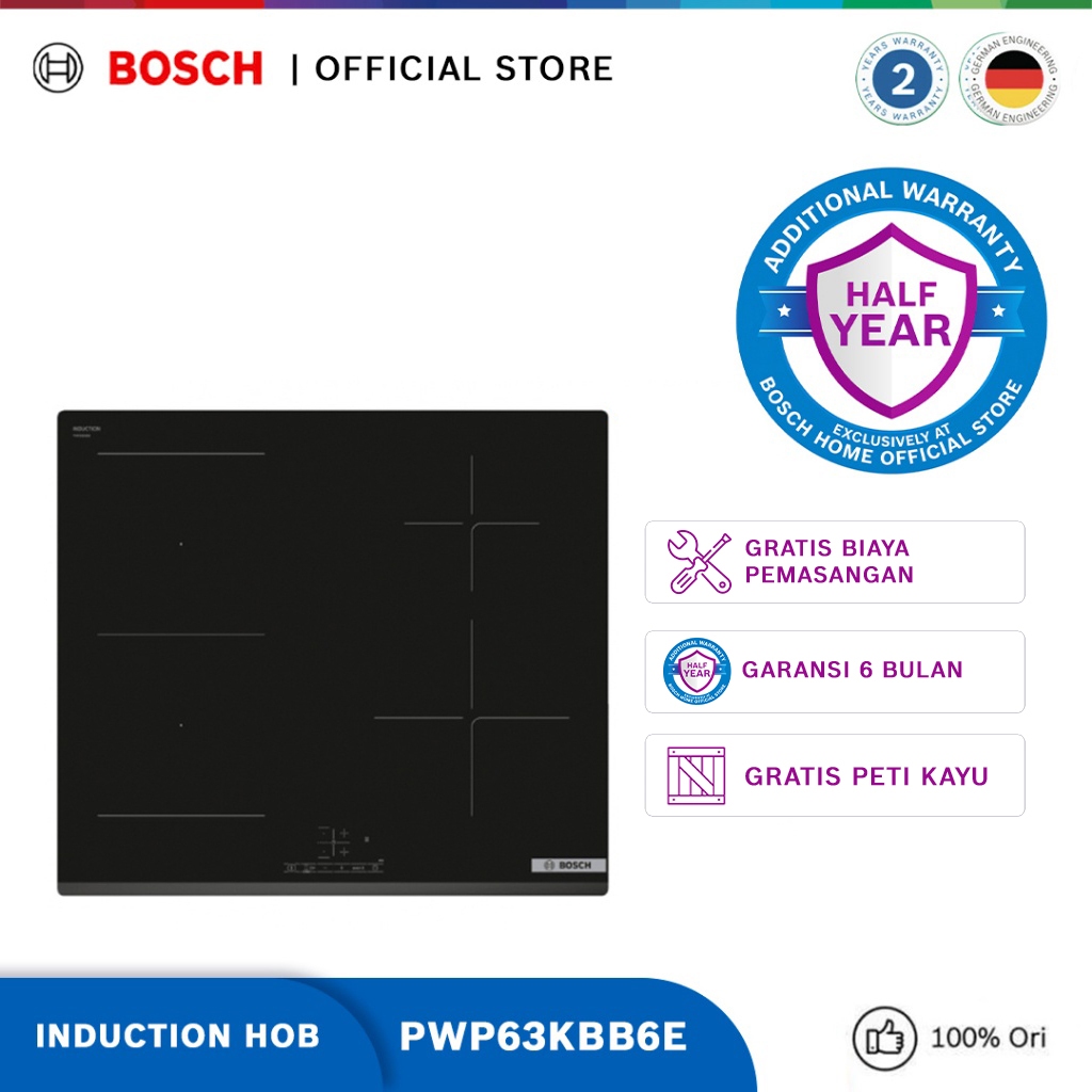 Jual Bosch Induction Hob / Kompor Induksi Hitam PWP63KBB6E Serie 4 60