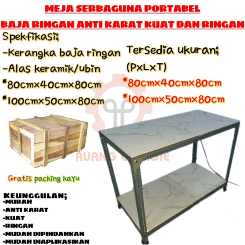 Jual Meja Jualan Serbaguna Rangka Besi Siku Lubang Kuat Alas Keramik ...