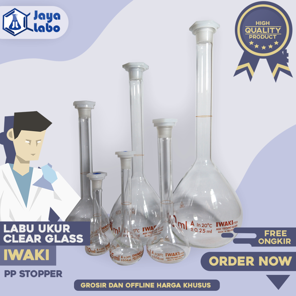 Jual IWAKI LABU UKUR Vol. 100 ml PP Stopper / Volumetric Flask | Shopee ...