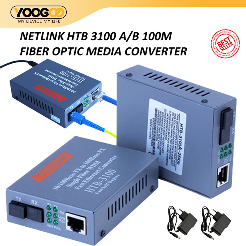 Jual HTB3100 A+B Fiber Optic Optical Media Converter HTB-3100 Netlink ...