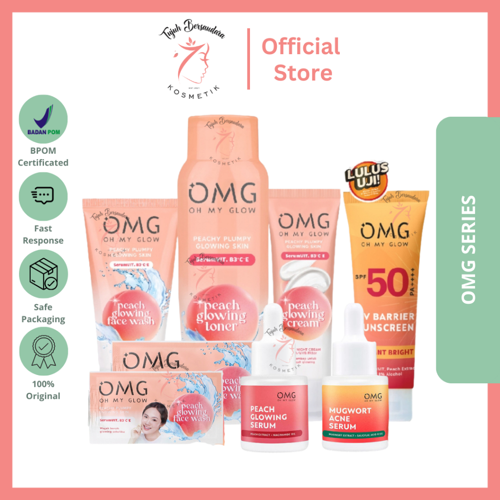 Jual OMG Oh My Glow Peach Glowing Series Face Wash Toner Peach
