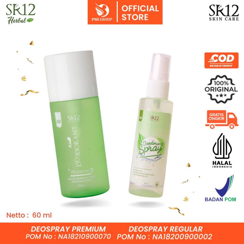 Jual DEODORANT SPRAY SR12 HERBAL AMPUH ATASI BAU BADAN KERINGAT