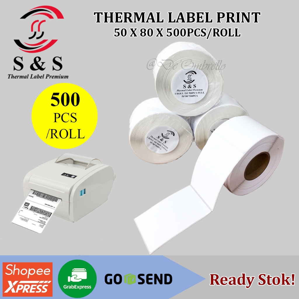Jual [500pcs] Thermal Label Stiker 50 x 80 x 500 pcs/roll Premium ...