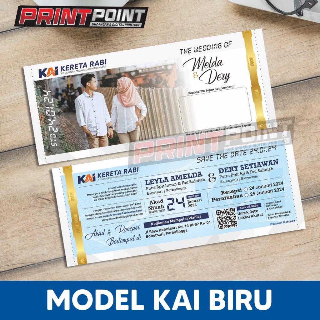 Jual UNDANGAN 1 LEMBAR BOLAK BALIK BESAR VIRAL MODEL TIKET KERETA API ...