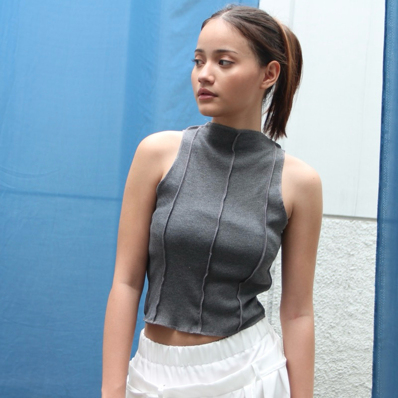 Jual SIGMA TOP - SOMA Ribbed Knit Square Tank Tanktop Summer Sabrina ...