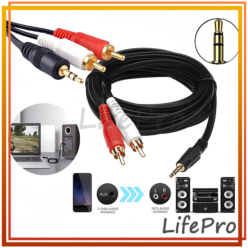 Jual Kabel 2 RCA To Jack Mini Stereo Transparan Kabel Aux 2 in 1 Audio ...
