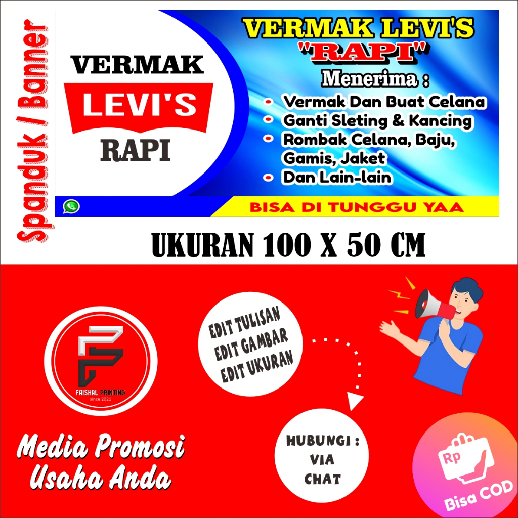 Jual Spanduk Vermak Levis Banner Vermak Jahit Spanduk Permak