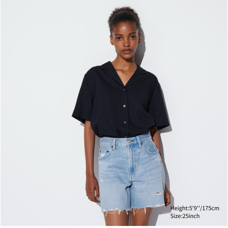 Jual WOMAN UNIQLO CELANA PENDEK HIGH RISE DENIM SHORT PANTS