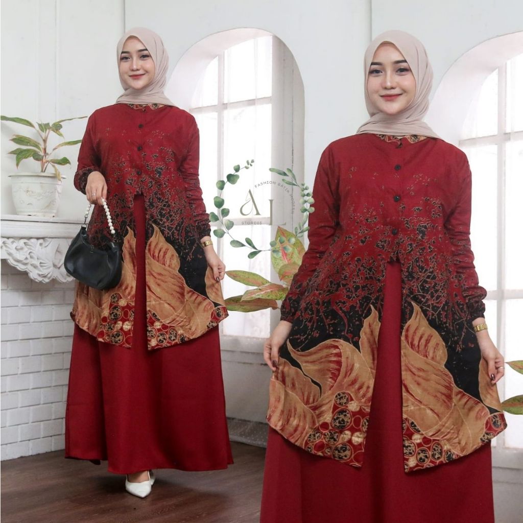 Jual Alleastore03 Gamis Batik Gamis Motif Gelombang Terbaru, Dress