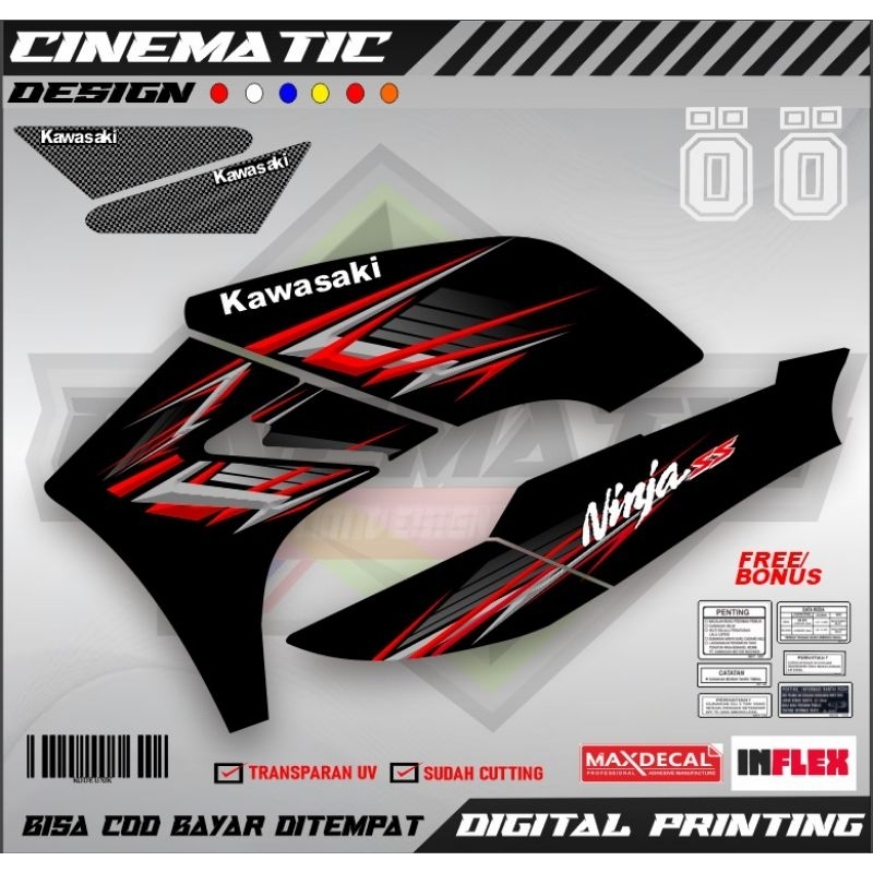 Jual sticker striping ninja SS body hitam custom 3D bisa riquest
