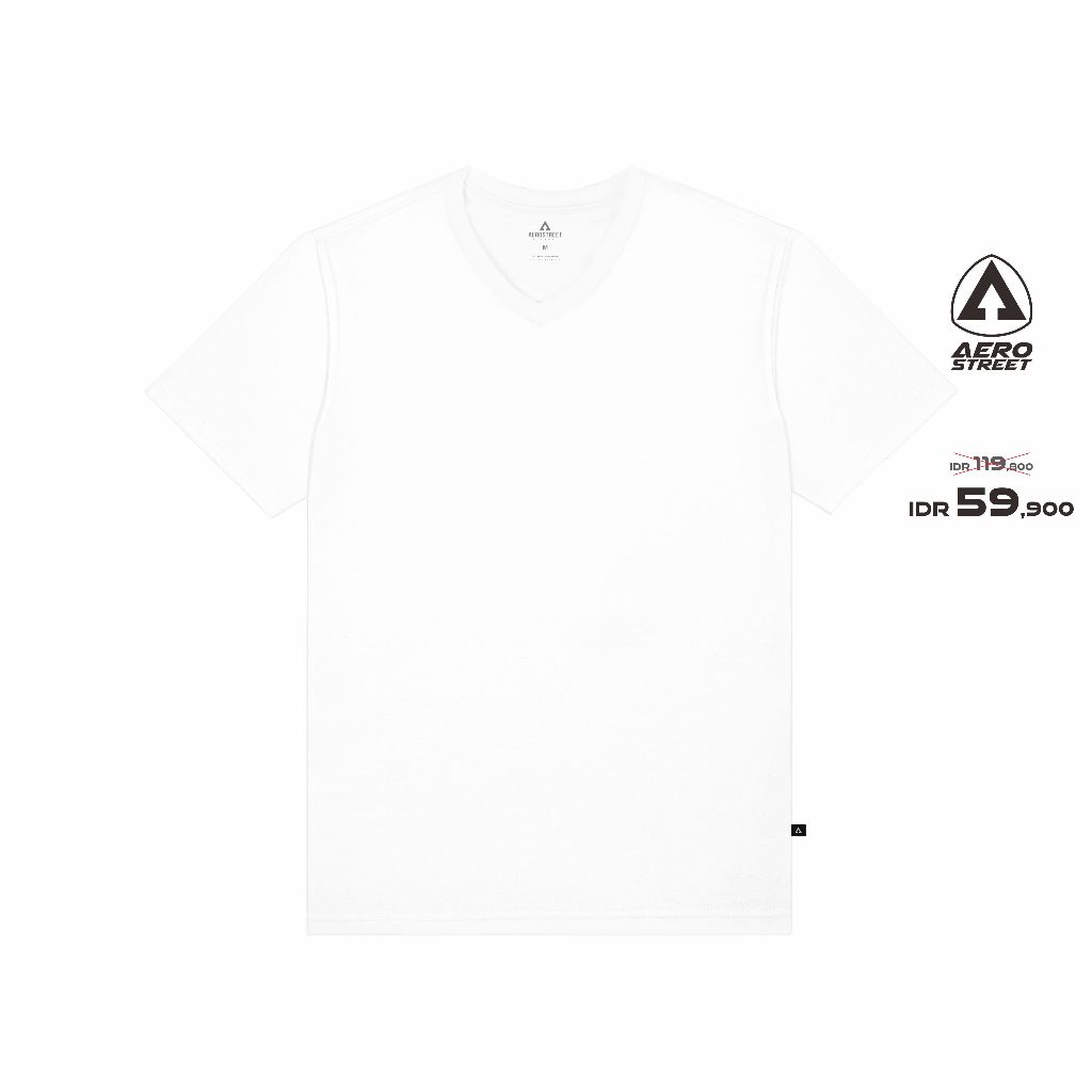 Jual Aerostreet T Shirt Reguler V Neck Polos Cerah Kaos T-Shirt KBVAA ...