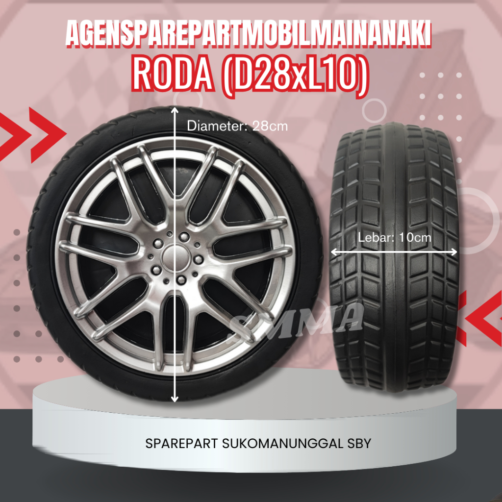 Jual Ready Ban Roda Mobil Mainan Aki Ukuran Roda Diameter 28cm x 10cm ...