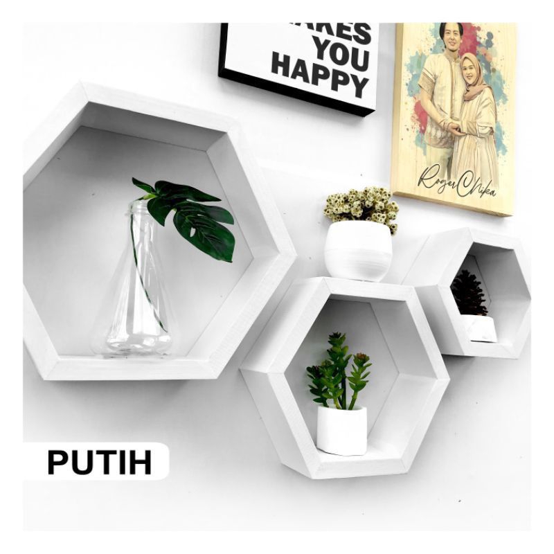 Jual Rak kayu segi 6 Hexagonal HARGA 1pc ambalan heksagonal segi enam ...
