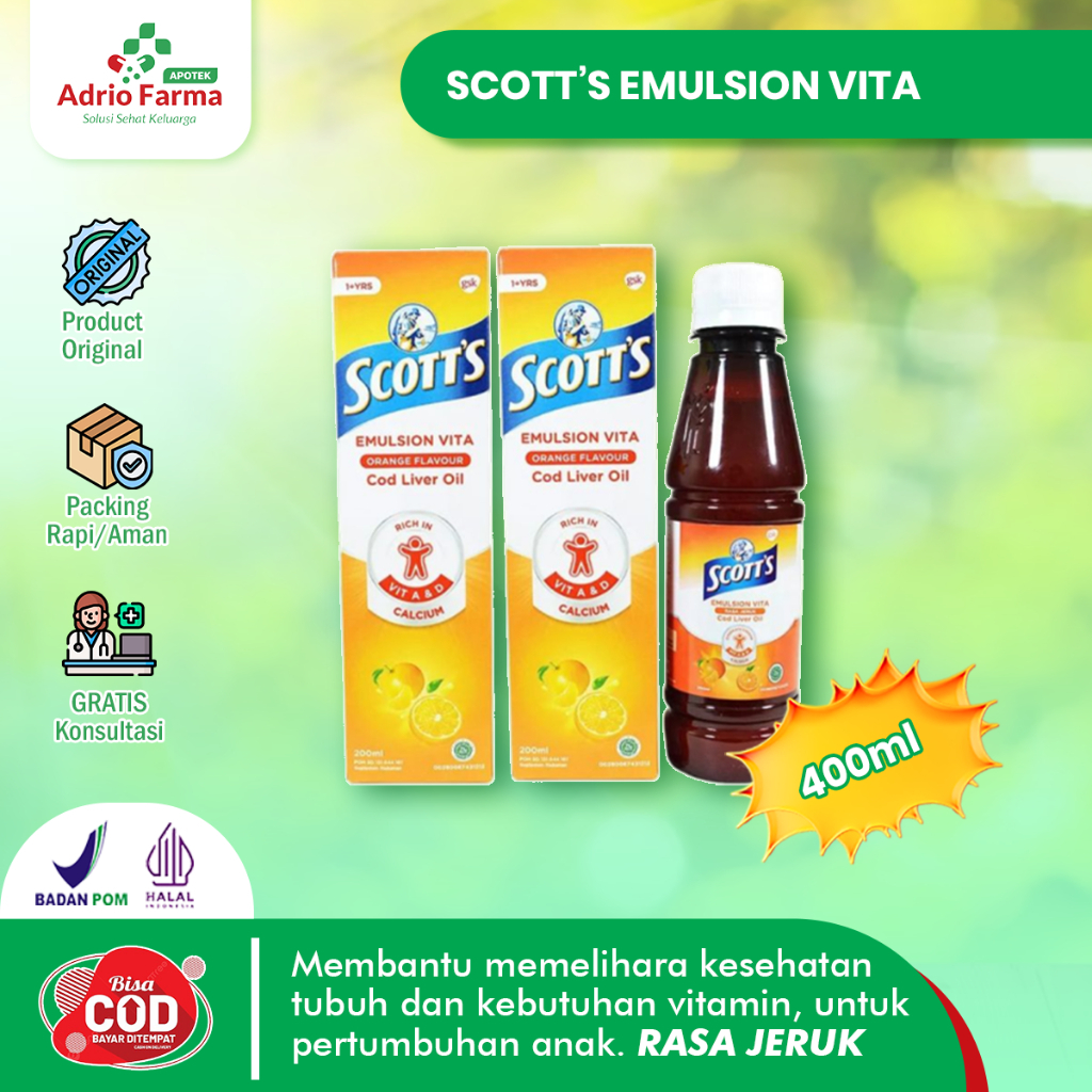 Jual SCOTT'S - EMULSION VITA - Rasa JERUK @ 400ml - Multivitamin ...