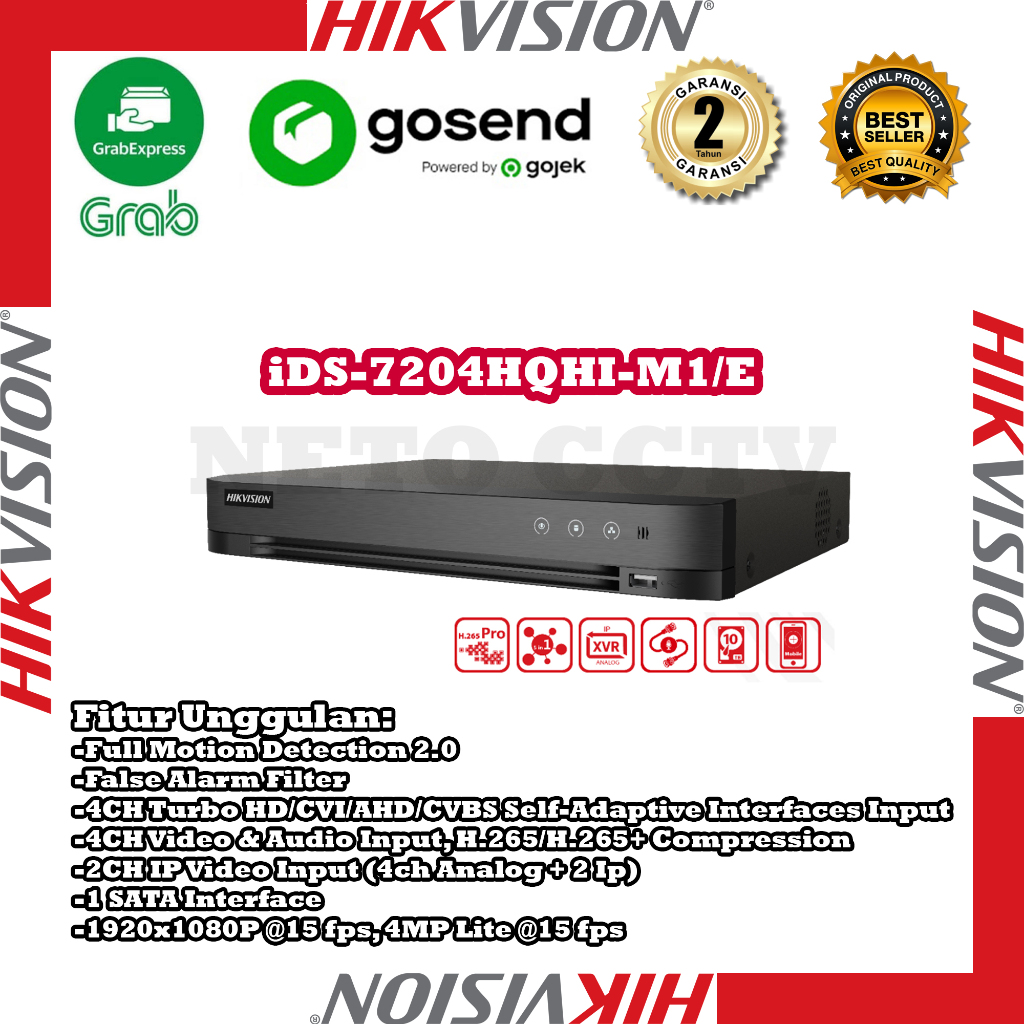 Jual DVR HIKVISION 4CH IDS-7204HQHI-M1/E TURBO HD SUPPORT 5MP GARANSI ...