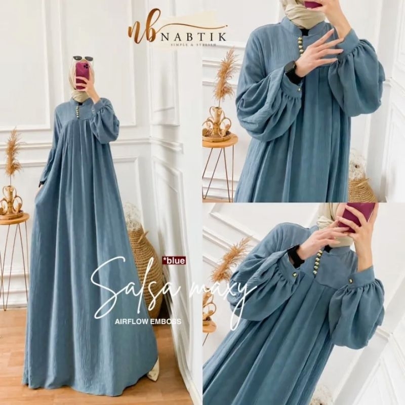 Salsa Dress Premium Gamis wanita Cringkle airflow Dress premium