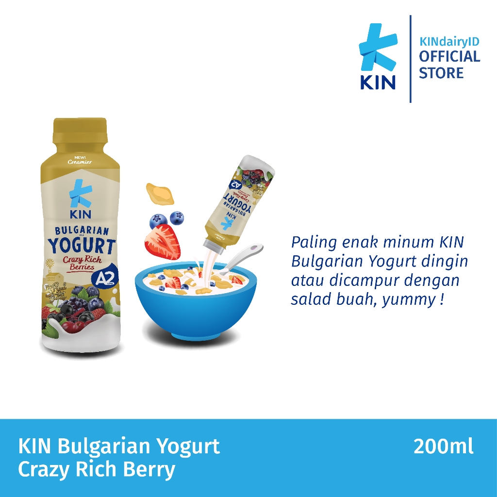 Jual KIN Bulgarian Yogurt Crazy Rich Berry 24x200 ml | Shopee Indonesia