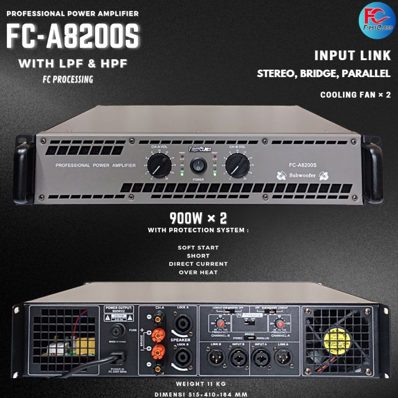 Jual Power Amplifier With Crossover Firstclass FcA 8200s Subwoofer