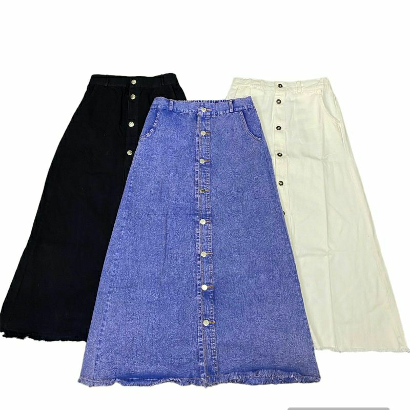 Jual Rok jeans rawis - Rok Span Jeans Button Maxi Premium | Shopee ...