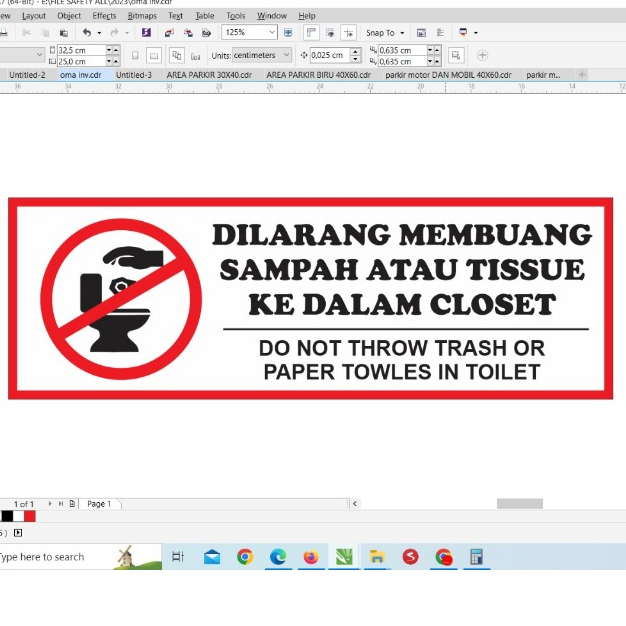 Jual Sign Akirlik Dilarang membuang Sampah/Tisu ke dalm Kloset ukuran ...