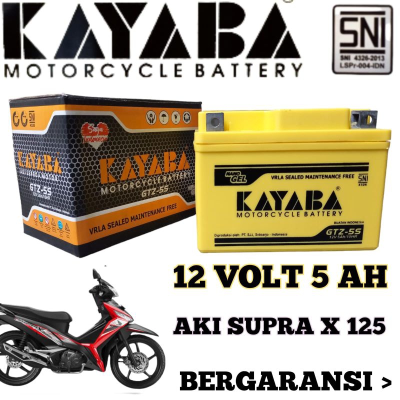 Jual Aki Motor Honda Supra X 125 KAYABA GTZ5 Aki Kering Langsung Pasang