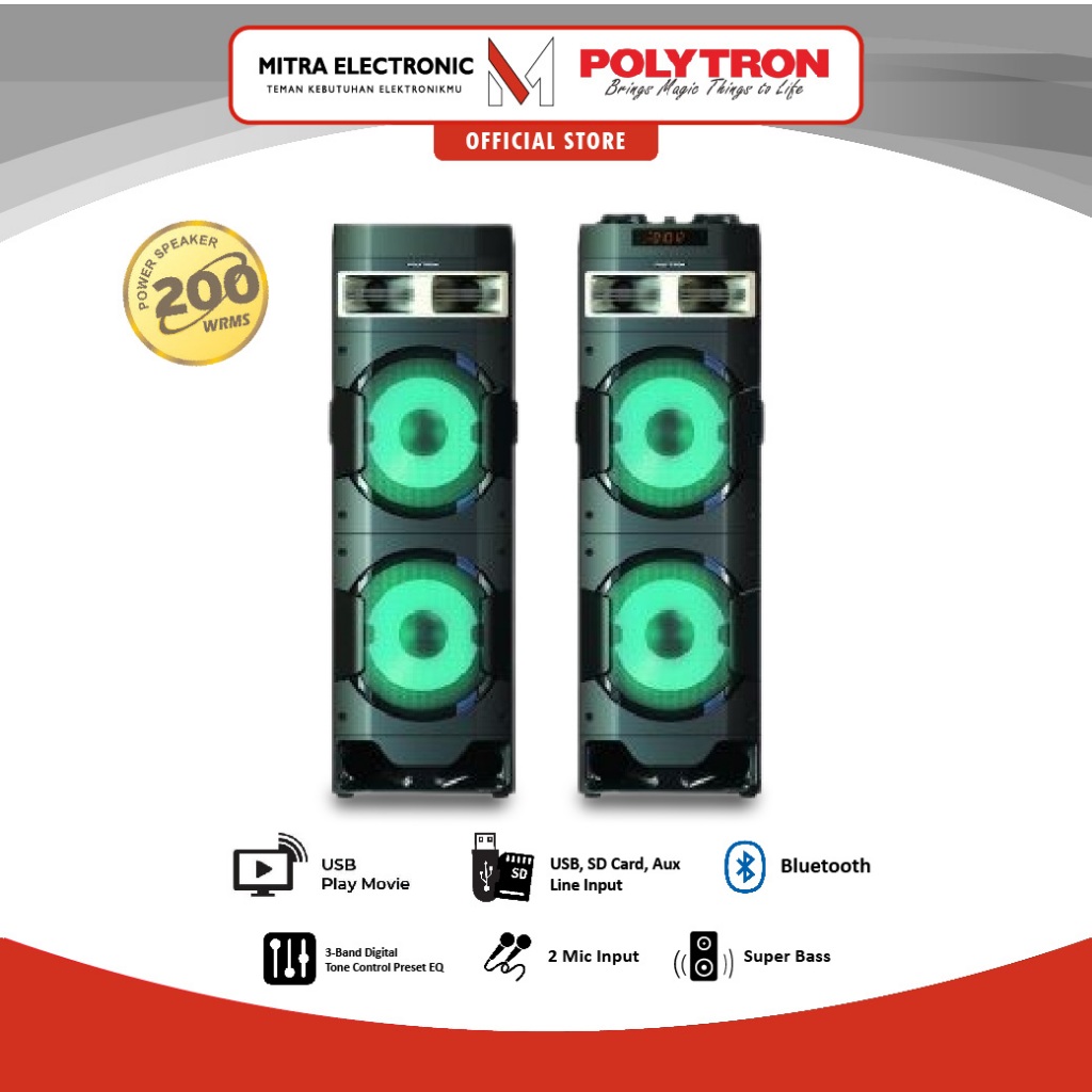 Jual Polytron Bluetooth Speaker Aktif Karaoke 10 Inch Pas 10d28