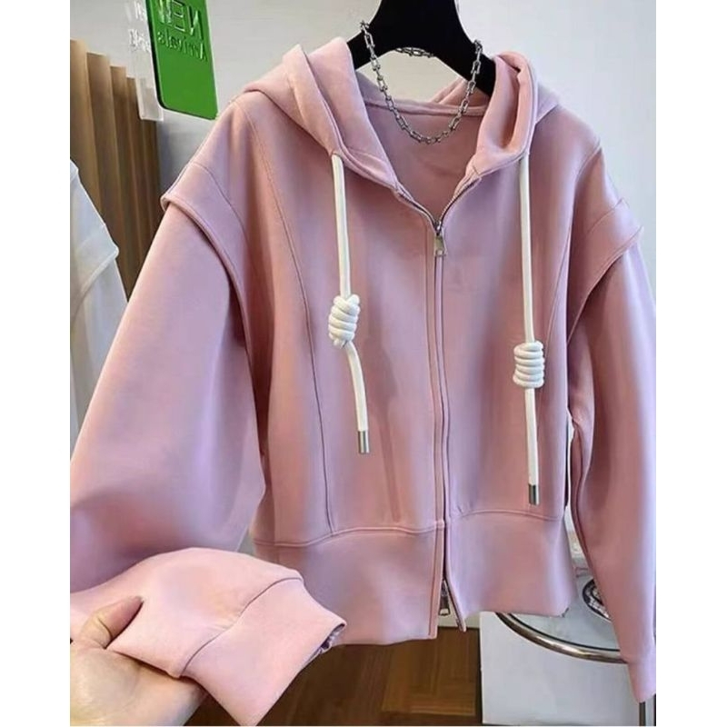 Jual Aseo.official Pocky Jaket Crop Hoodie Korean Style Zipper Crop Atasan Wanita Terbaru Shopee Indonesia