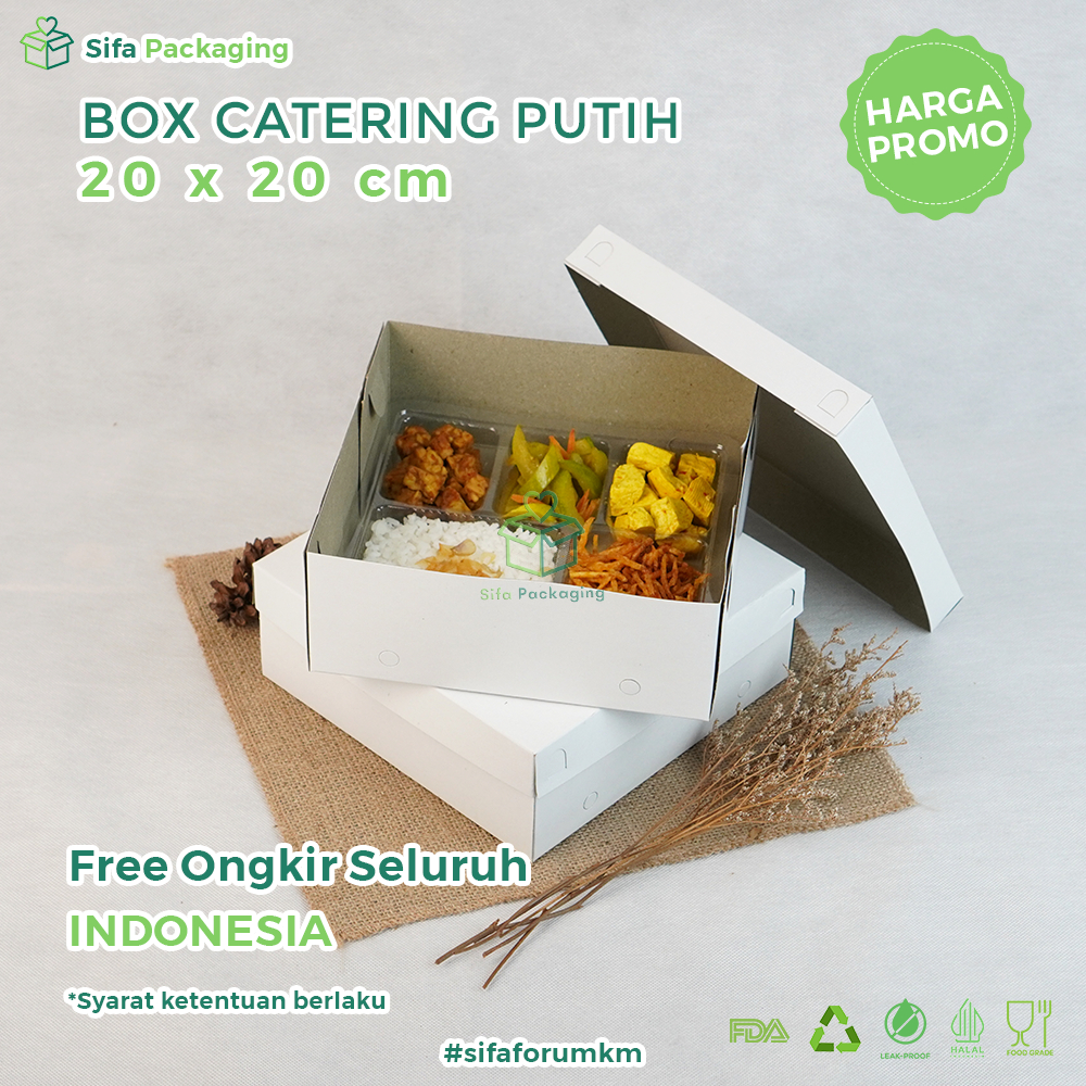 Jual Dus Nasi 20x20 Duplek Tebal 350 Gsm Box Catering Putih Kotak Makan