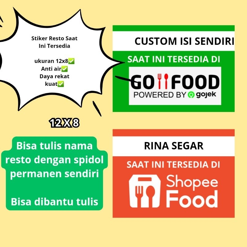 Jual Stiker Vynil Online Food Saat Ini Tersedia Di Gofood Shopee Stiker ...